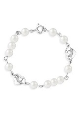 teensy silver shiny heart pearl baby bracelet
